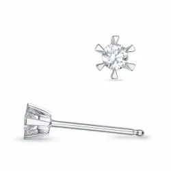2 x 0,08 ct Kampagne - Diamant Solitärohrstecker in 14 Karat Weißgold mit Diamant
