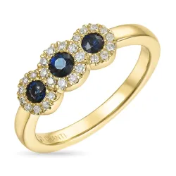 Saphir Diamantring in 14 Karat Gold 0,15 ct 0,36 ct