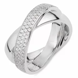 Elegant abstraktem weißem zirkon ring aus silber