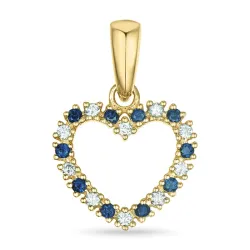 Herz Saphir Diamantanhänger in 14 karat Gold 0,08 ct 0,09 ct