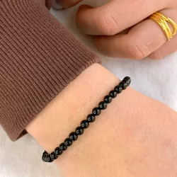 Simpel schwarzem onyx armband aus leinenschnur