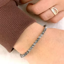 Grau jasper armband aus seidenschnur 17 cm plus 3 cm x 4 mm
