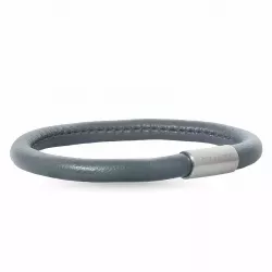 grau Leder Armband aus Stahl  x 6 mm