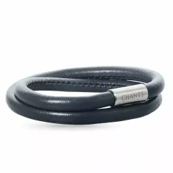 Grau Leder Armband aus Stahl  x 6 mm