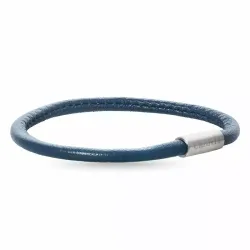 Runder blauem armband aus leder mit stahl  x 4 mm