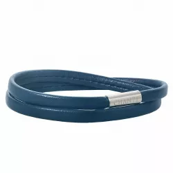 Flach blauem armband aus leder mit stahl  x 6 mm
