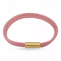Flach altrosa magnetarmband aus leder mit vergoldetem stahl  x 6 mm