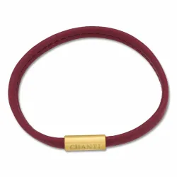Flach rotem magnetarmband aus leder mit vergoldetem stahl  x 6 mm