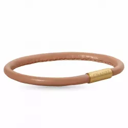 Runder braunem magnetarmband aus leder mit vergoldetem stahl  x 4 mm