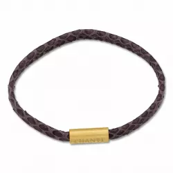 Flach violettem schlangenarmband aus leder mit vergoldetem stahl  x 6 mm