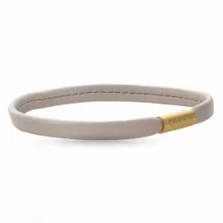 Flach beige magnetarmband aus leder mit vergoldetem stahl  x 6 mm