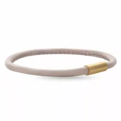 Runder beige magnetarmband aus leder mit vergoldetem stahl  x 4 mm