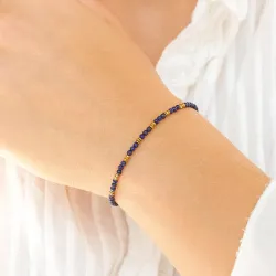 Elegant dunkelblauem Armband mit Lapislazuli und hematite - Loom Stones
