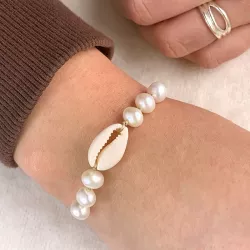 Perle Muscheln Armband aus Seidenschnur 17 cm plus 5 cm x 10 mm