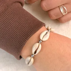 Simpel shell muschel armband aus seidenschnur 17 cm plus 4 cm x 12 mm