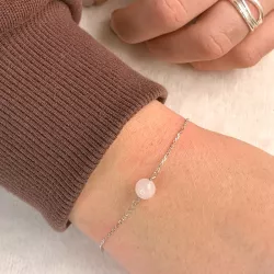 Rosa quarz ankerarmband aus silber