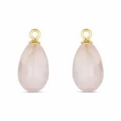 altrosa Quarz Anhänger für Ohrringe in vergoldetem Silber