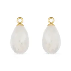 weißen Mondstein Anhänger für Ohrringe in vergoldetem Silber