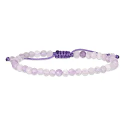 violettem Amethyst Armband aus Seidenschnur 17 cm plus 3 cm x 4 mm  - Loom Stones