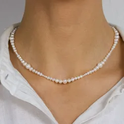 Verschiedenen Größen Halskette mit Süßwasserperle