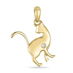 Katze Diamant Anhänger in 9 karat Gold 0,01 ct