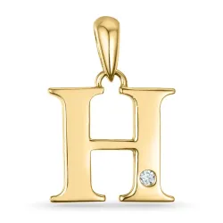 buchstab h Diamant Anhänger in 9 karat Gold 0,01 ct