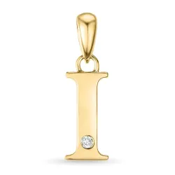 buchstab i Diamant Anhänger in 9 karat Gold 0,01 ct
