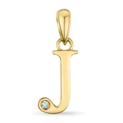 buchstab j Diamant Anhänger in 9 karat Gold 0,01 ct