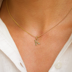 buchstab k Diamant Anhänger in 9 karat Gold 0,01 ct