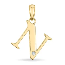 buchstab n Diamant Anhänger in 9 karat Gold 0,01 ct