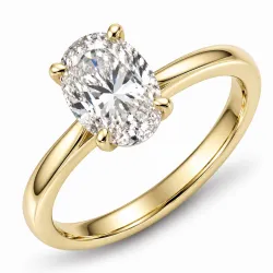 ovaler lab grown Diamant Solitärring in 14 Karat Gold 2,0 ct