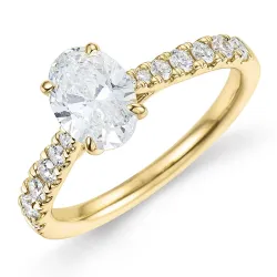 ovaler lab grown Diamant Ring in 14 Karat Gold 1,0 ct 0,34 ct