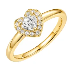 Herz lab grown Diamant Ring in 14 Karat Gold 0,24 ct 0,08 ct