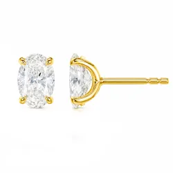 2 x 1 ct lab grown Diamant Solitärohrstecker in 14 Karat Gold mit lab grown Diamant (CVD) 