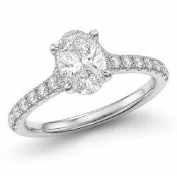 ovaler lab grown Diamant Ring in 14 Karat Weißgold 1,0 ct 0,26 ct