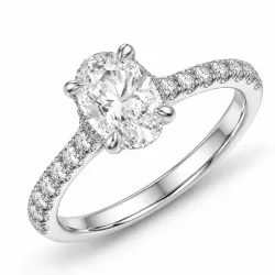 ovaler lab grown Diamant Ring in 14 Karat Weißgold 1,0 ct 0,26 ct