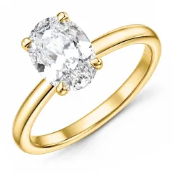 ovaler lab grown Diamant Solitärring in 14 Karat Gold 2,0 ct