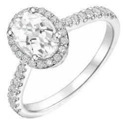 ovaler lab grown Diamant Ring in 14 Karat Weißgold 1,0 ct 0,33 ct