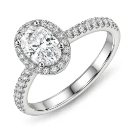 ovaler lab grown Diamant Ring in 14 Karat Weißgold 1,0 ct 0,33 ct