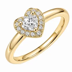 Herz lab grown Diamant Ring in 14 Karat Gold 0,24 ct 0,08 ct