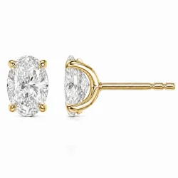 2 x 1 ct lab grown Diamant Solitärohrstecker in 14 Karat Gold mit lab grown Diamant (CVD) 