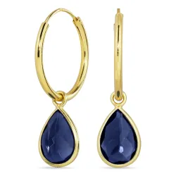 18 mm Saphir Kreole in vergoldetem Silber