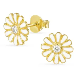 8 mm Marguerite Zirkon Ohrringe in vergoldetem Silber - Maggie