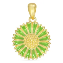 14,5 mm Marguerite hellgrünem Anhänger aus vergoldetem Sterlingsilber - Marie