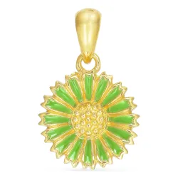 12 mm Marguerite hellgrünem Anhänger aus vergoldetem Sterlingsilber - Marie
