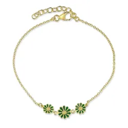 Kollektionsmuster Marguerite dunkelgrünem Armband aus vergoldetem Sterlingsilber - Maggie