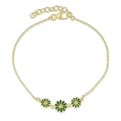 Marguerite dunkelgrünem Armband aus vergoldetem Sterlingsilber - Maggie