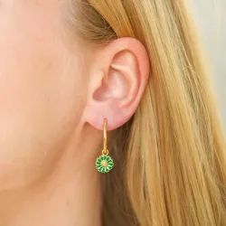 18 mm Marguerite dunkelgrünen Kreole in vergoldetem Silber - Marie