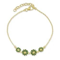 Marguerite dunkelgrünem Armband aus vergoldetem Sterlingsilber - Maggie