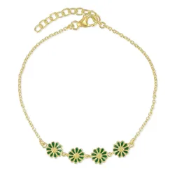 Marguerite dunkelgrünem Armband aus vergoldetem Sterlingsilber - Maggie